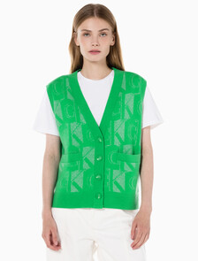 Buy 여성 프리미엄 라인 메탈릭 올오버프린트 베스트 in color GREEN