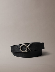 Buy 남성 CK 홀마크 리버서블 벨트 35mm in color Black AOP / Black / Matte Gunmetal