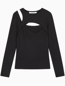 Buy 여성 롱슬리브 레이어드 탑 in color CK BLACK