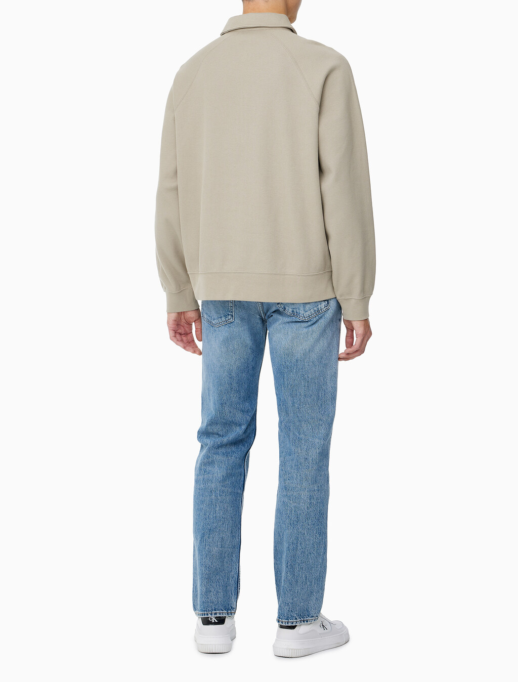 Buy 남성 더블 니트 로고 하프 집업 폴로 스웻셔츠 in color VINTAGE KHAKI