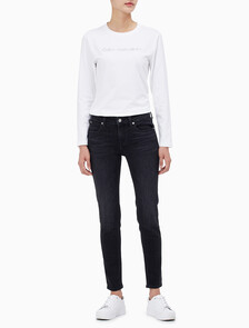 Buy 여성 바디핏 5 포켓 앵클 블랙 데님 in color WASHED BLACK LOGO LACE