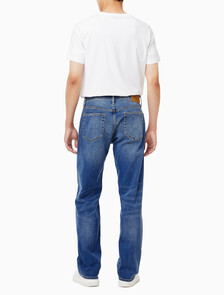 Buy 남성 90's 스트레이트핏 미드블루 스톤워시 데님 in color MID BLUE BACK EMBRO