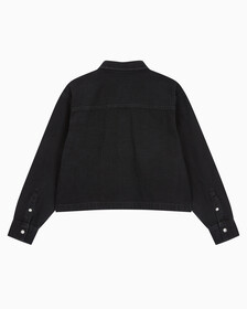 Buy 여성 크롭 대드 데님 셔츠 in color WASHED BLACK LOGO LACE