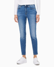 Buy 여성 하이라이즈 바디 스키니핏 미드 블루 앵클 37.5 데님 in color MID BLUE BACK EMBRO