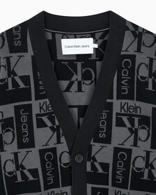 Buy 남성  릴렉스 핏 AOP 로고 스웨터 가디건 in color CK BLACK