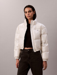 Buy 여성 글로시 크롭 다운 in color CHALK