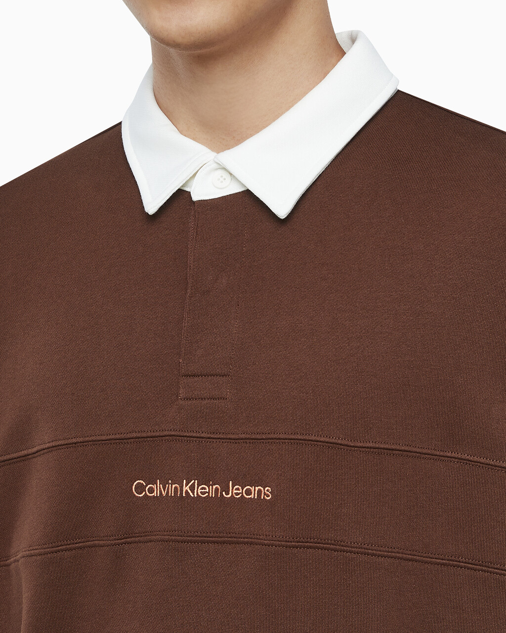 Buy 남성 롱슬리브 럭비 탑 in color DARK BROWN