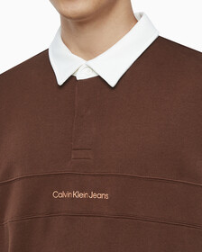 Buy 남성 롱슬리브 럭비 탑 in color DARK BROWN