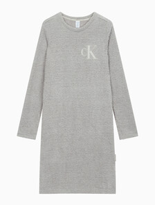 Buy 여성 플러쉬 롱 슬리브 나이트셔츠 in color GREY PURPLE