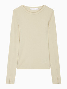 Buy 여성 쉬어 롱슬리브 탑 in color PALE KHAKI