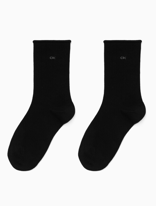 여성 롤탑 크루 삭스 (블랙 2 PAIRS)