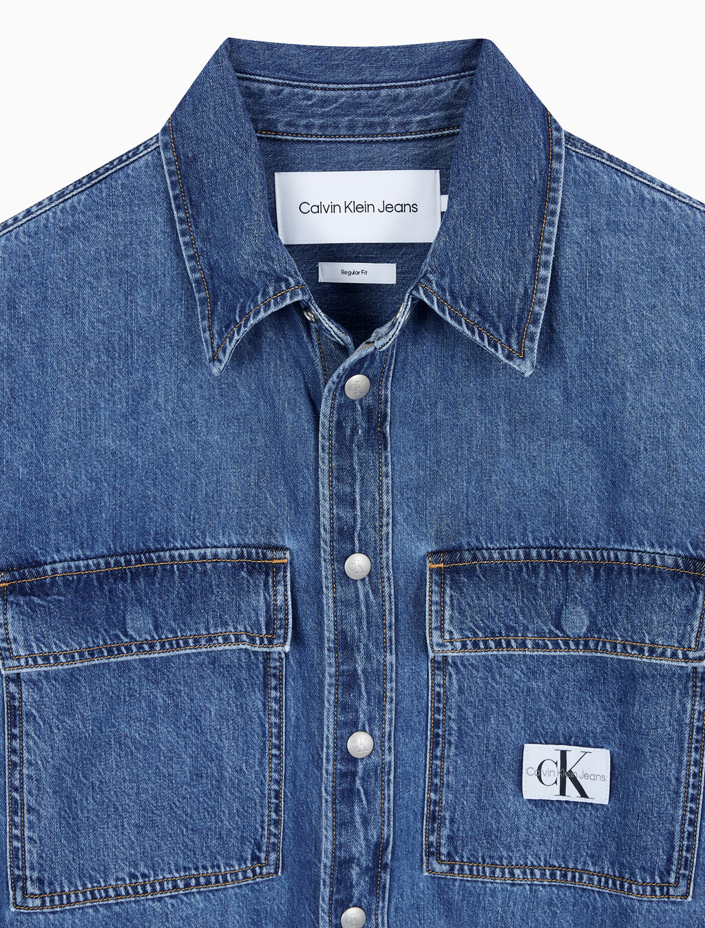 Buy 남성 릴렉스핏 데님 셔츠 in color MID BLUE BACK EMBRO