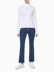 Buy 여성 L/S 우븐 라벨 터틀넥 티셔츠 in color BRILLIANT WHITE