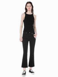 Buy 여성 하이라이즈 바디슬림 부츠핏 앵클 블랙 데님 in color WASHED BLACK LOGO LACE
