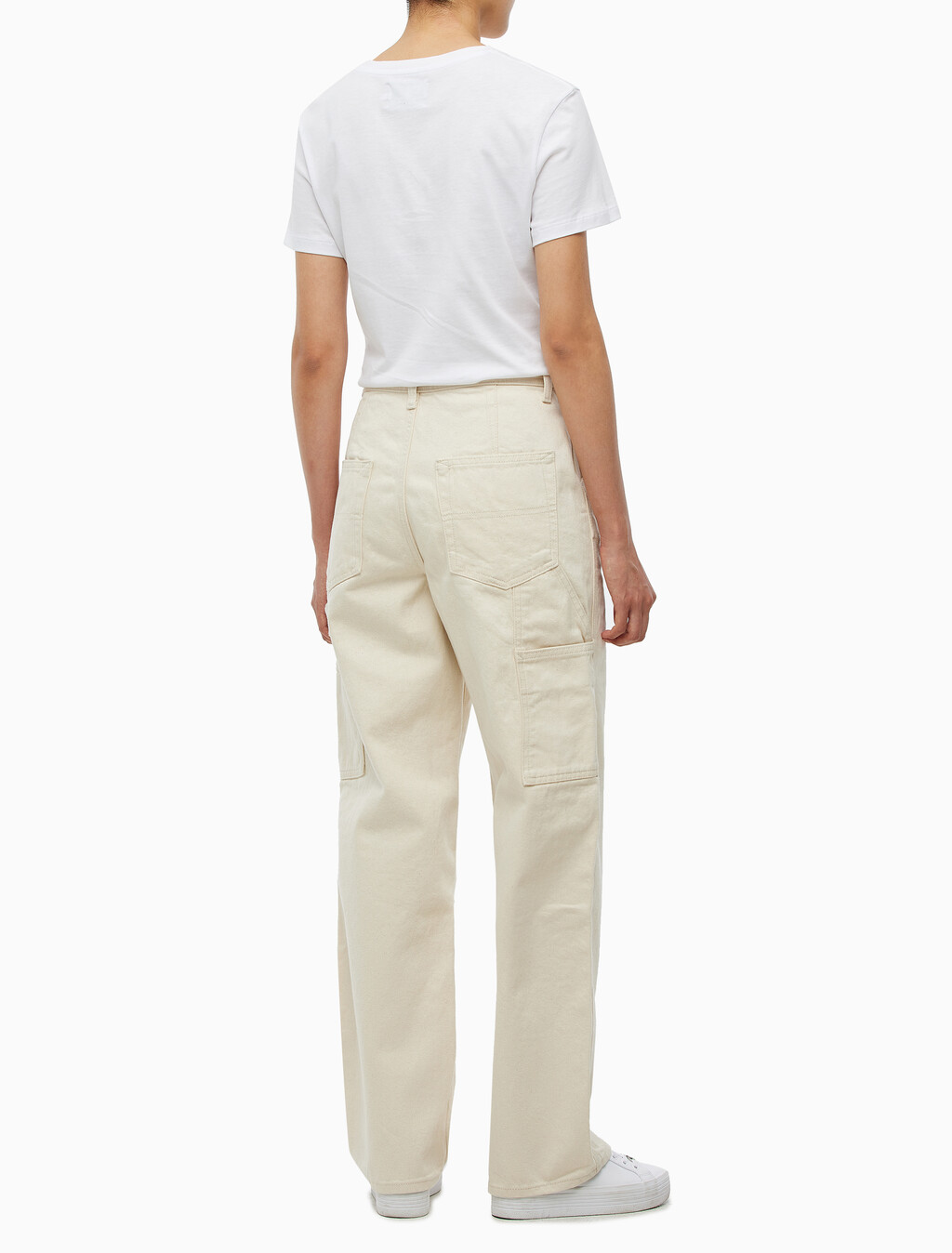 Buy 여성 테이퍼드핏 린스 데님 in color CREAM