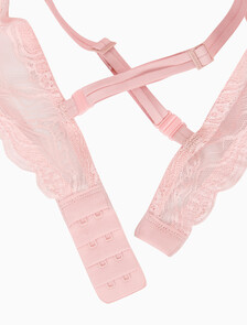 Buy 여성 센슈얼 스트레치 레이스 리프트 데미 브라 in color Pink
