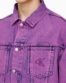 Buy 남성 박시 데님 자켓 in color MID BLUE BACK EMBRO