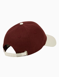 Buy 남녀공용 CKJ 스몰 모노그램 로고 컬러블락 볼캡 in color Burgandy