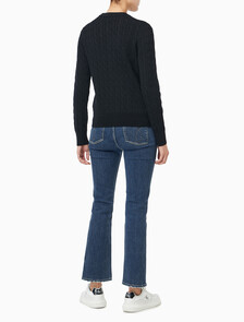 Buy 여성 울 케이블 크루넥 가디건 in color BLACK