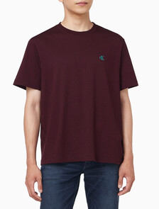 Buy 남성 이지핏 아카이브 로고 반팔 티셔츠 in color Crimson red