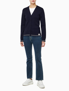 Buy 여성 우븐라벨 케이블 가디건 in color Evening Blue