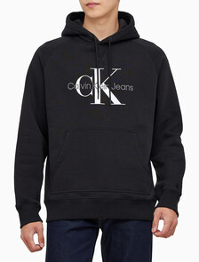 Buy 남성 롱슬리브 릴렉스핏 모노그램 기모후디 in color CK BLACK