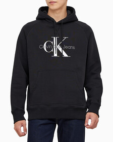 Buy 남성 롱슬리브 릴렉스핏 모노그램 기모후디 in color CK BLACK