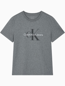 Buy 여성 히어로 모노로고 크루넥 반팔 티셔츠 in color MEDIUM GREY HEATHER