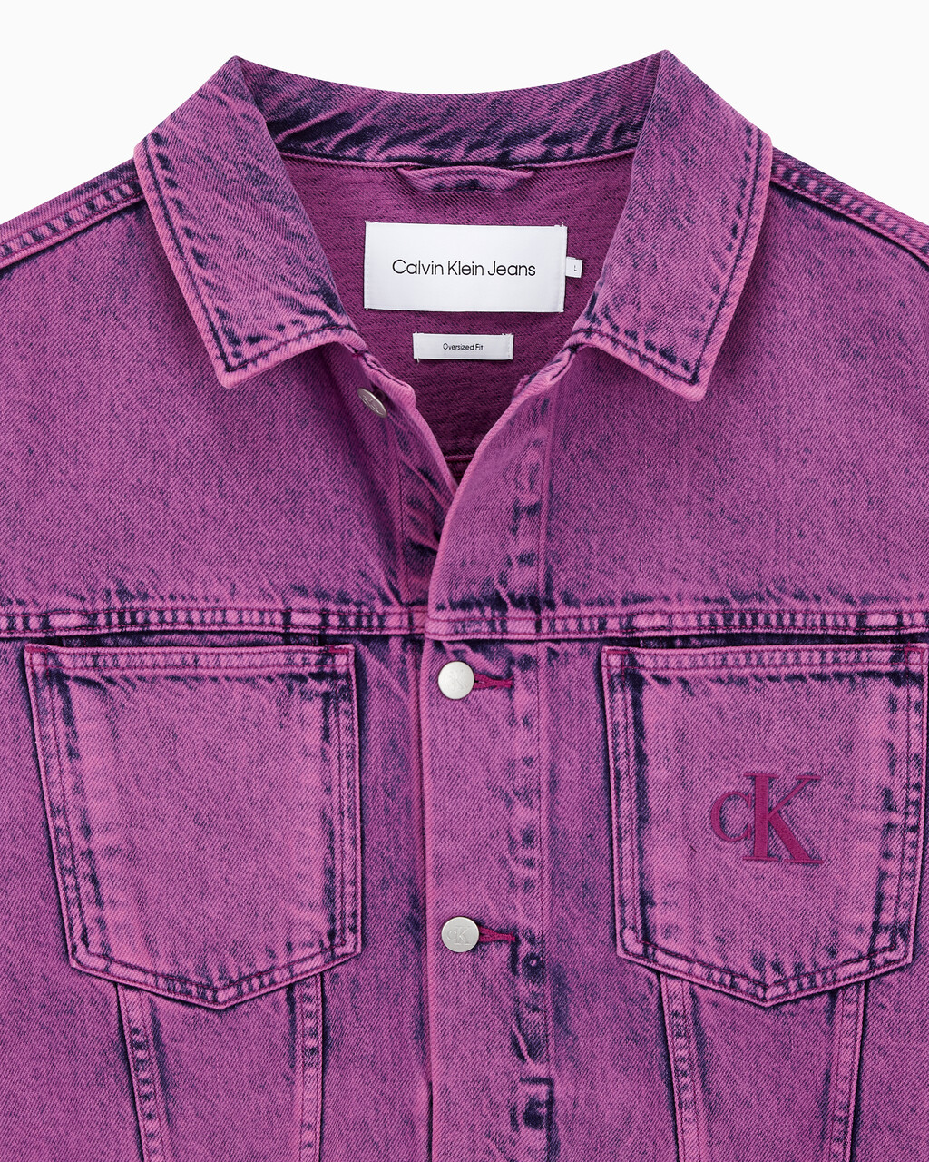Buy 남성 박시 데님 자켓 in color MID BLUE BACK EMBRO