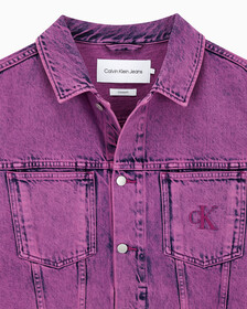 Buy 남성 박시 데님 자켓 in color MID BLUE BACK EMBRO
