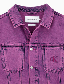 Buy 남성 박시 데님 자켓 in color MID BLUE BACK EMBRO