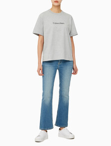 Buy 여성 릴렉스드 스탠다드로고 크루넥 반팔 티셔츠&nbsp; in color GREY HEATHER