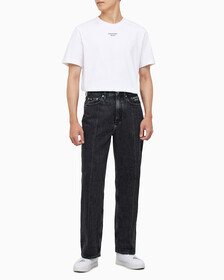 Buy 남성 뉴와이드핏 블랙 데님 in color WASHED BLACK LOGO LACE