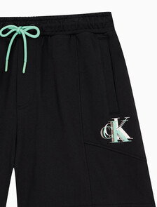 Buy 남성 시즈널 트리플 모노그램 스웨트 쇼츠 in color CK BLACK