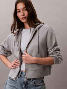 Buy 여성 릴렉스 크롭 집업 후디 스웻셔츠 in color HEROIC GREY HEATHER