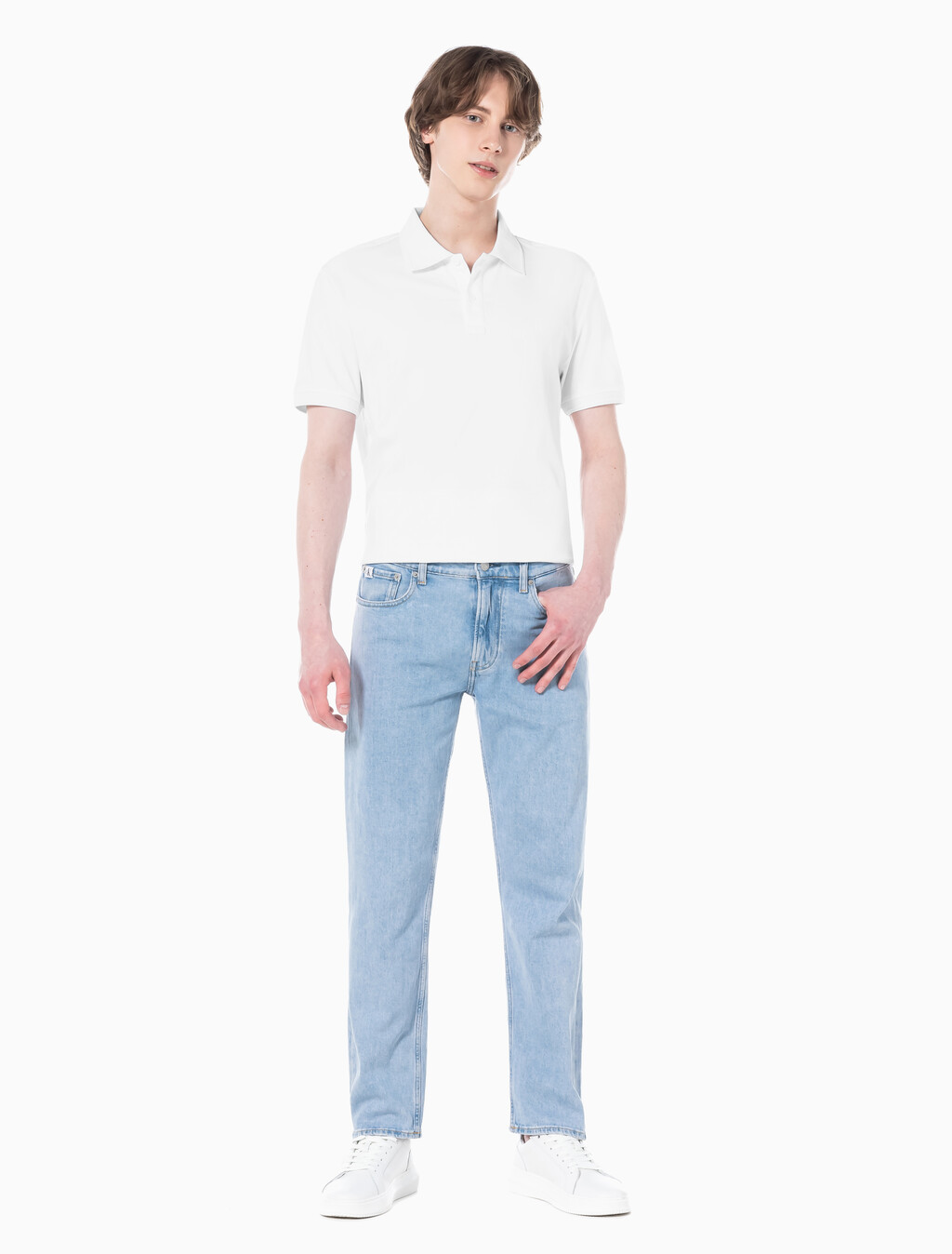 Buy 남성 슬림 스트레이트 크롭핏 라이트블루 데님 in color CHALKY BLUE