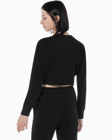 Buy 여성 에센셜 크롭 긴팔 티셔츠 in color BLACK
