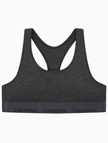Buy 여성 아이콘 코튼 모달 AF 레이서백 브라렛 in color CHARCOAL GREY HEATHER W/ ASHFORD GREY WSB/BLACK LOGO