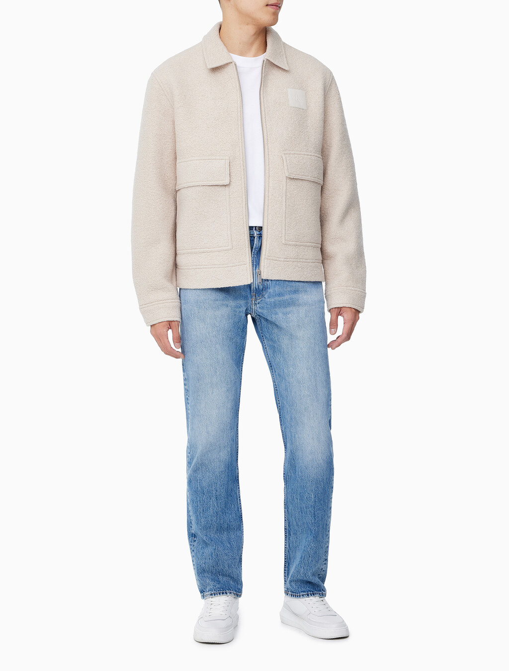 Buy 남성 릴렉스핏 텍스처 울 자켓 in color LIGHT BEIGE
