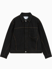 Buy [손흥민 캡슐] 남성 릴렉스 데님트러커 in color BLACK