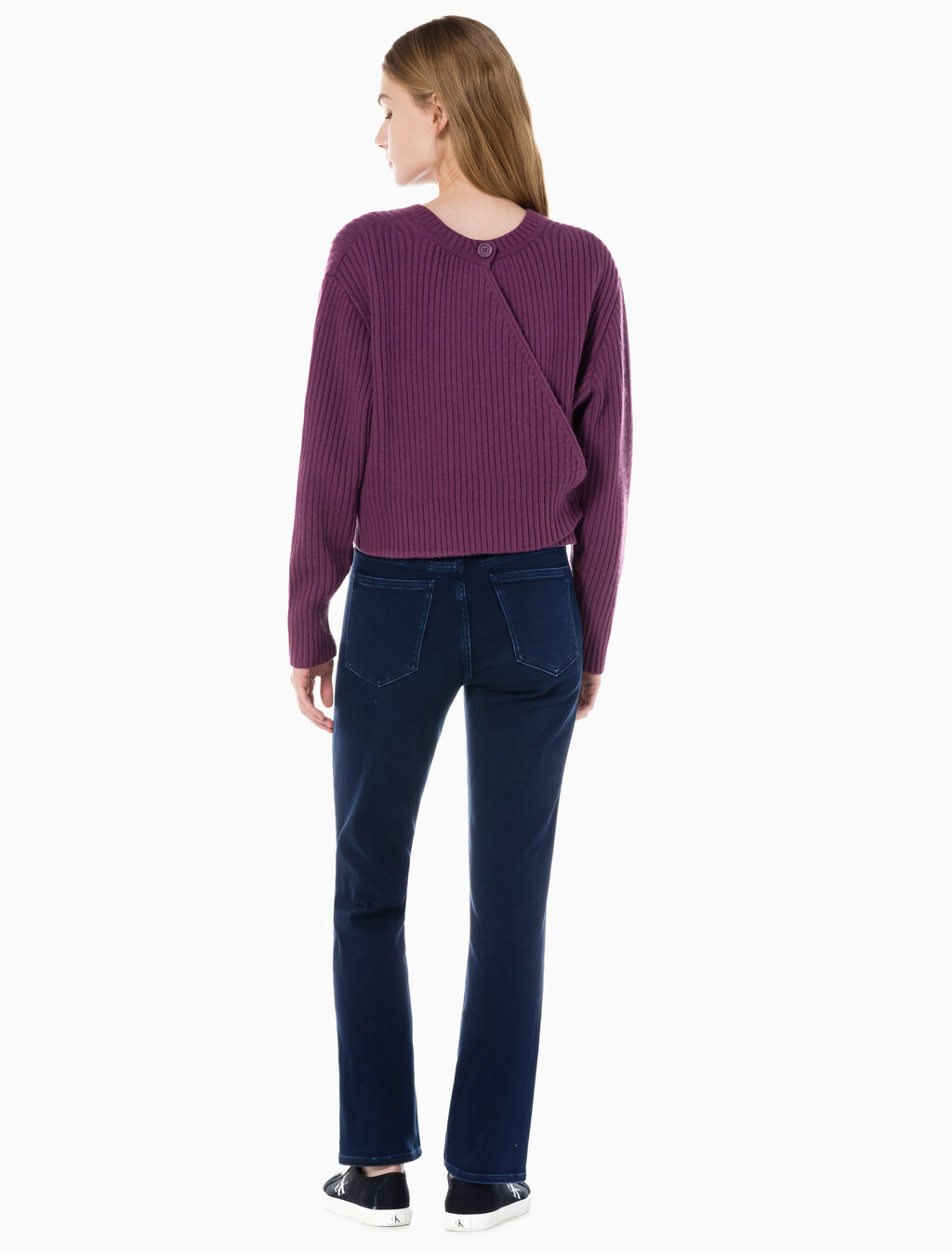 Buy 여성 하이라이즈 슬림 스트레이트핏 기모 블루블랙 데님 in color BLUE BLACK HANGER LOOP