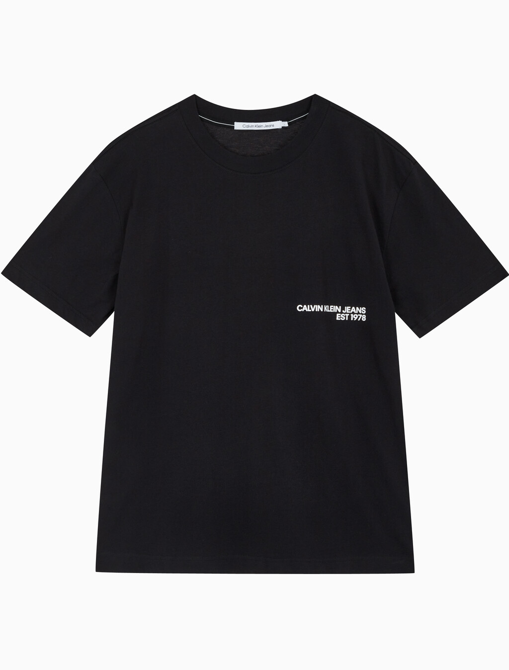 Buy 남성 릴렉스핏 CK 스프레이 로고 반팔 티셔츠 in color CK BLACK