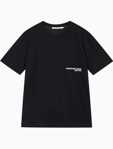 Buy 남성 릴렉스핏 CK 스프레이 로고 반팔 티셔츠 in color CK BLACK