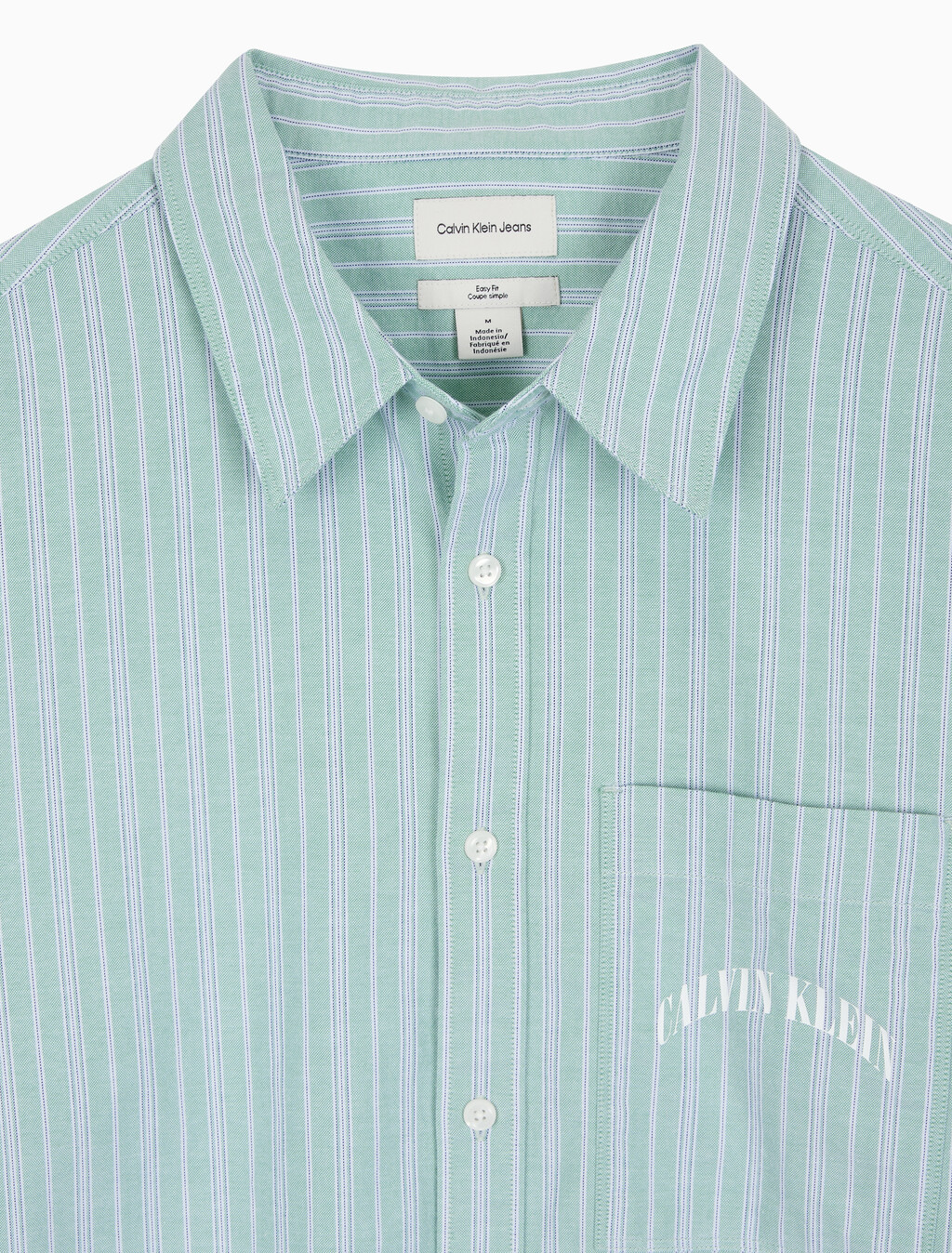 Buy 스트라이프 워시드 옥스포드 이지셔츠 in color Wild Green