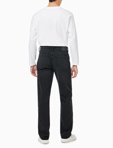 Buy 남성 90's 스트레이트핏 블랙 기모 데님 in color WASHED BLACK LOGO LACE