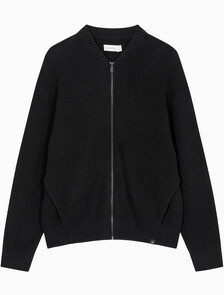 Buy 남성 청키 텍스처 니트 봄버 자켓 in color CK BLACK
