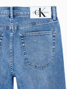 Buy 남성 스탠다드 스트레이트핏 미드블루 워시 데님 in color MID BLUE BACK EMBRO