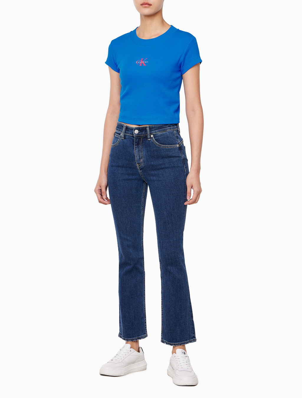 Buy 여성 모노그램 베이비 반팔 티셔츠 in color FRENCH BLUE