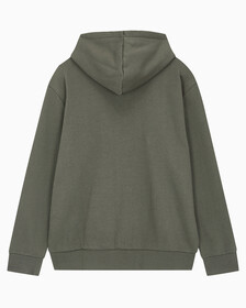 Buy 남성 아카이브 로고 플리스 집업 후디 in color CHARCOAL