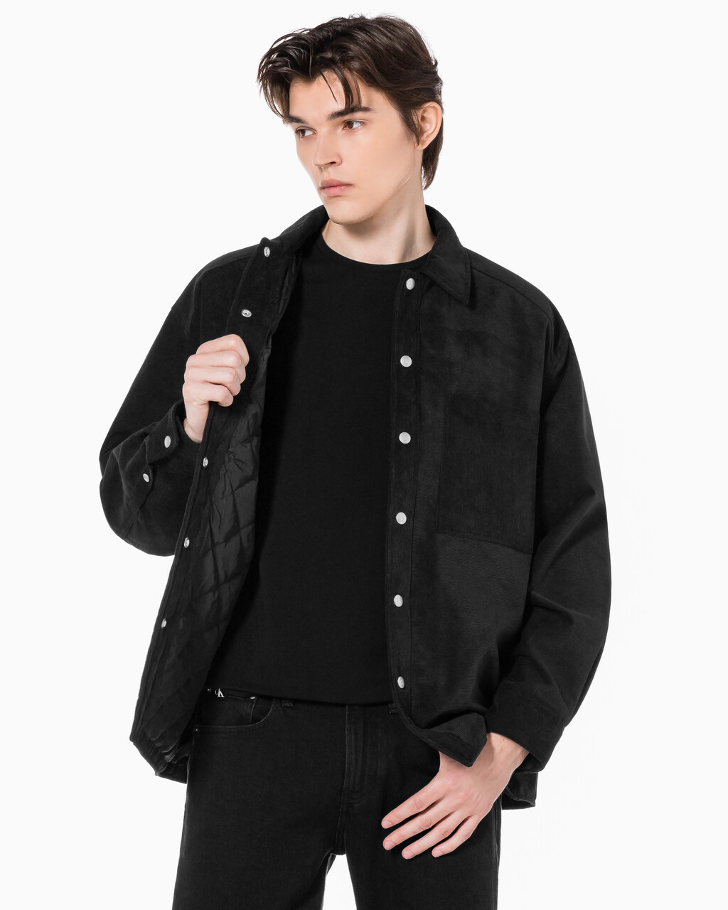Buy 남성 코듀로이 셔츠 퀼티드 자켓 in color CK BLACK